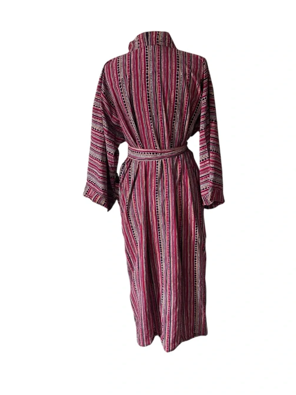 Vintage Batik Tribal Print Cotton Light weight Bath Robe with Belt - One Size - Picture 4 of 9